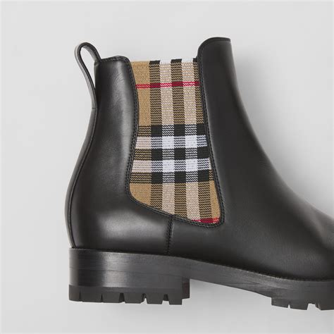 burberry vintage check detail leather chelsea boots|burberry chelsea boots.